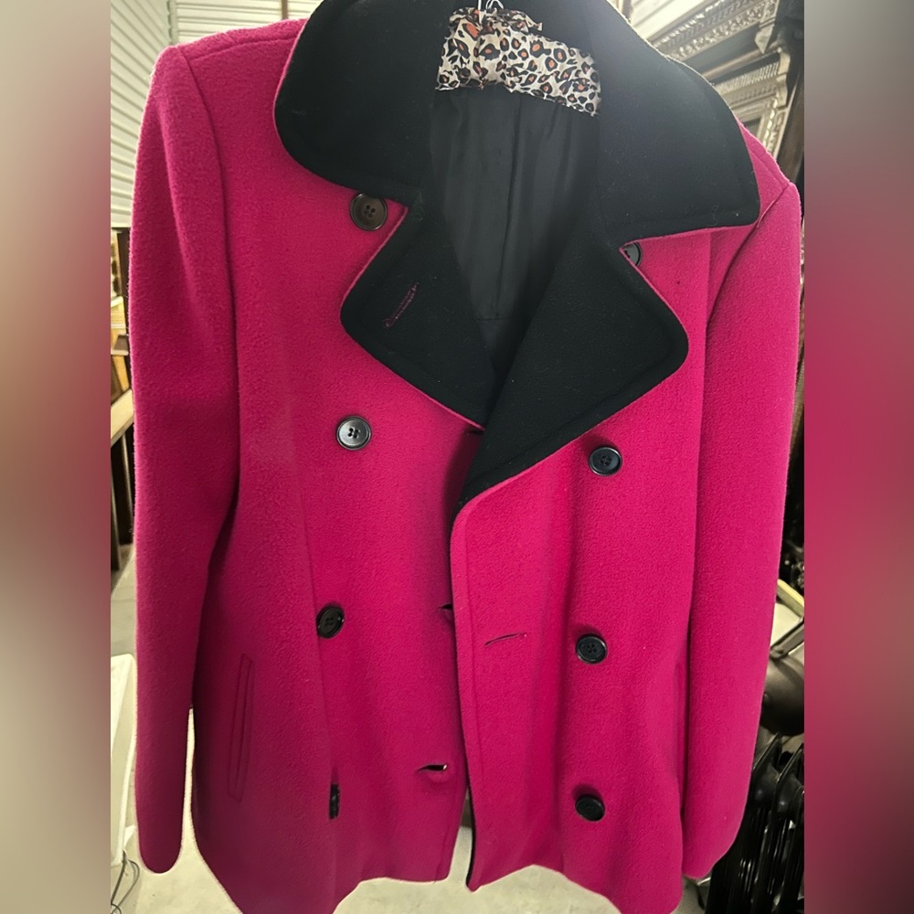 Women's Bright Magenta Double-Breasted Coat